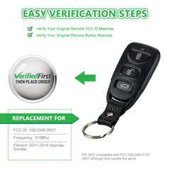 Lots of 10 Remote Car Key Fob Replacement for Hyundai OSLOKA-950T fits 2011 2012 2013 2014 Sonata