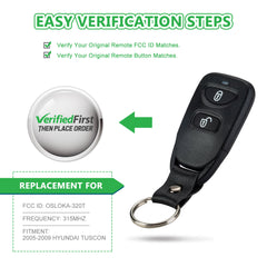 Extra-Partss Remote Car Key Fob Replacement for Hyundai OSLOKA-320T fits 2005 2006 2007 2008 2009 Tucson