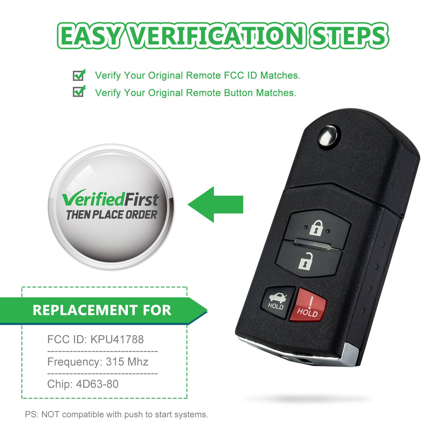 Lots of 5 Remote Car Key Fob Replacement for KPU41788 fits 2005 2006 2007 2008 2009 2010 Mazda 6
