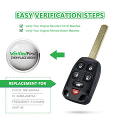 Lots of 10 Remote Car Key Fob Replacement for Honda N5F-A04TAA fits 2011 2012 2013 2014 Odyssey 6 Button