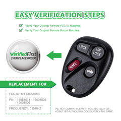 Extra-Partss Car Remote Fob Replacement for MYT3X6898B 15051014 fits 2002 2003 2004 2005 2006 2007 GMC Envoy 4 Button