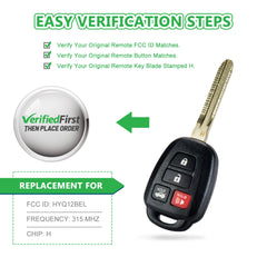 Lots of 10 Remote Car Key Fob Replacement for 2014 2015 2016 2017 Toyota Camry HYQ12BEL H Chip