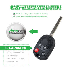 Lots of 5 Extra-Partss Remote Car Key Fob Replacement for Ford OUCD6000022 164-R8007 fits 2012 2013 2014 2015 2016 Escape
