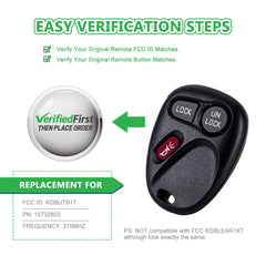 Lots of 5 Car Remote Fob Replacement for KOBUT1BT 15732803 fits 2000 2001 Chevy Tahoe 3 Button