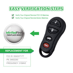 Lots of 10 Car Remote Fob Replacement for GQ43VT17T 04602260 fits 2001 2002 2003 2004 Chrysler 300