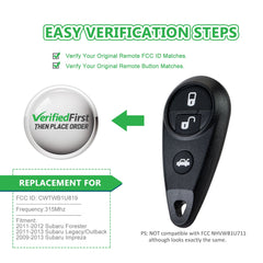 Lots of 5 Extra-Partss Remote Car Key Fob Replacement for Subaru CWTWB1U819 fits 2011 2012 2013 Legacy Outback