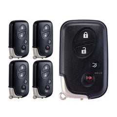 Lots of 5 Smart Car Key Fob Replacement for Lexus IS250 IS350 ES350 GS350 GS460 LS460 fits 2009 2010 2011 2012 Proximity 4 Button Remote HYQ14AAB 3370 E Board