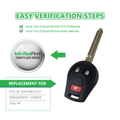 Extra-Partss Remote Car Key Fob Replacement for Nissan CWTWB1U751 fits 2009 2010 2011 2012 2013 2014 Cube