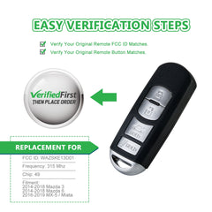Lots of 10 Extra-Partss Remote Car Key Fob Replacement for WAZSKE13D01 fits 2014 2015 2016 2017 2018 Mazda 3 6
