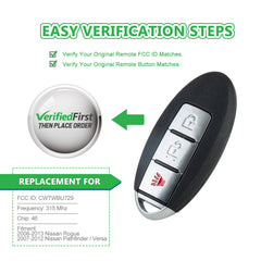 Extra-Partss Remote Car Key Fob Replacement for Nissan CWTWBU729 1788D-FWB1U729 fits 2008 2009 2010 2011 2012 Rogue Versa Pathfinder