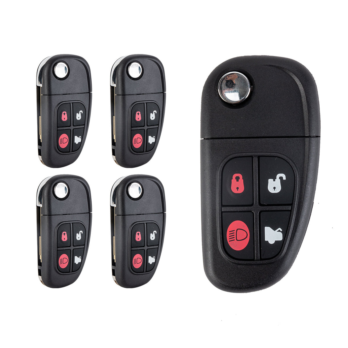 Lots of 5 Extra-Partss Remote Car Key Fob Replacement for Jaguar NHVWB1U241 CWTWB1U243 fits 2002 2003 2004 2005 2006 2007 2008 X-Type S-Type