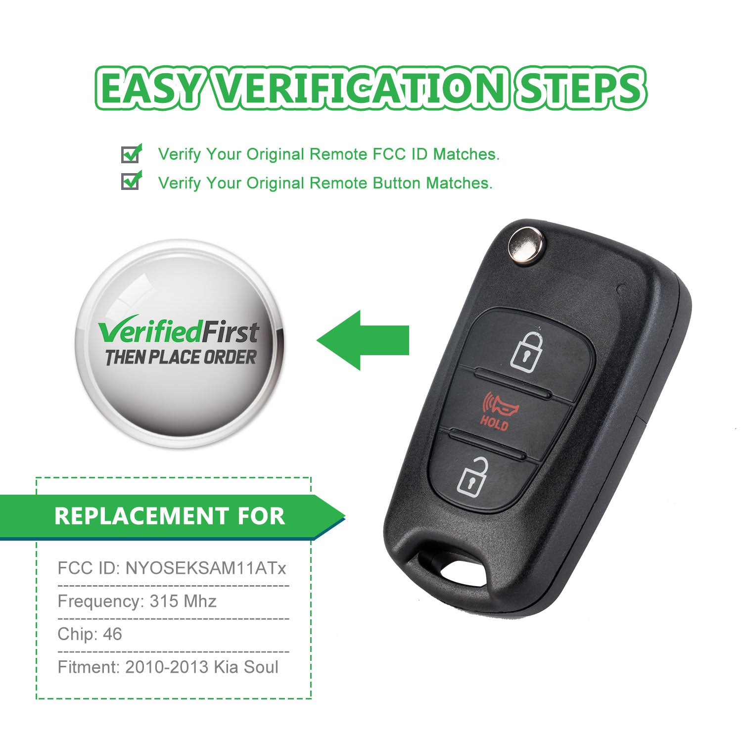 Lots of 5 Extra-Partss Remote Car Key Fob Replacement for Kia NYOSEKSAM11ATX TQ8-RKE-3F02 fits 2010 2011 2012 2013 Soul