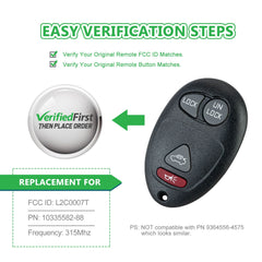 Lots of 10 Extra-Partss Remote Car Key Fob Replacement for Buick L2C0007T fits 2001 2002 2003 2004 Century Regal