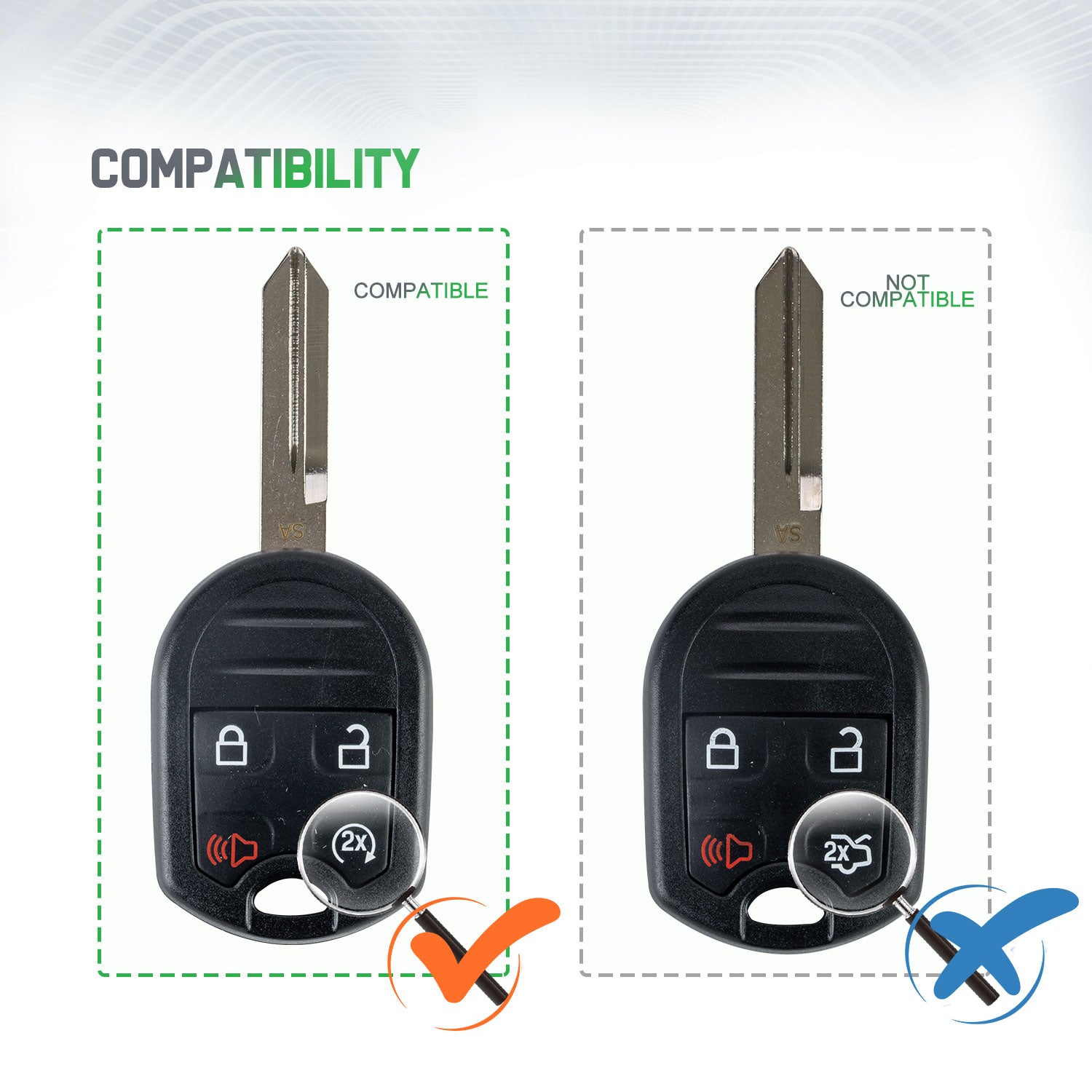Lots of 5 Extra-Partss Remote Car Key Fob Replacement for Ford OUCD6000022 164-R8067 fits 2011 2012 2013 2014 F-150