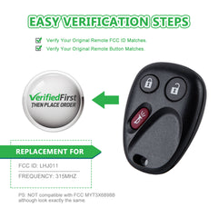 Extra-Partss Car Remote Fob Replacement for LHJ011 fits 2003 2004 2005 2006 Chevy Suburban 1500 2500 3 Button