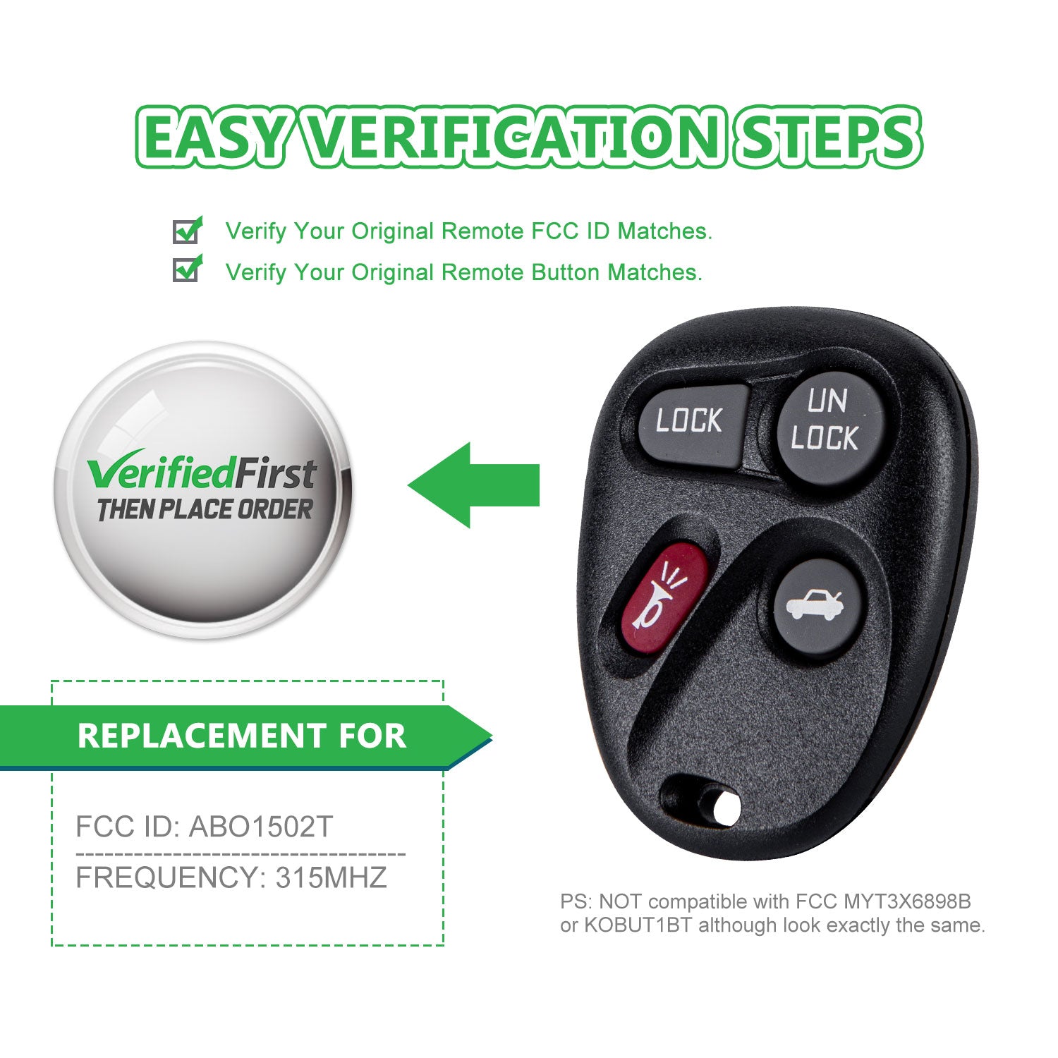 Lots of 10 Car Remote Fob Replacement for ABO1502T fits 1996 1997 1998 1999 2000 Chevy Tahoe 4 Button