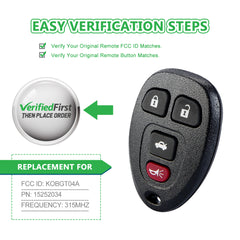 Extra-Partss Car Remote Fob Replacement for KOBGT04A 15252034 fits 2007 2008 2009 2010 Chevy Cobalt 4 Button