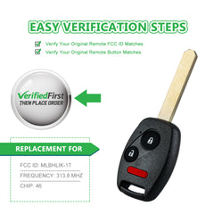 Lots of 10 Keyless Remote Car Key Fob Replacement for 2009 2010 2011 2012 2013 Honda FIT CR-V 3 Button MLBHLIK-1T