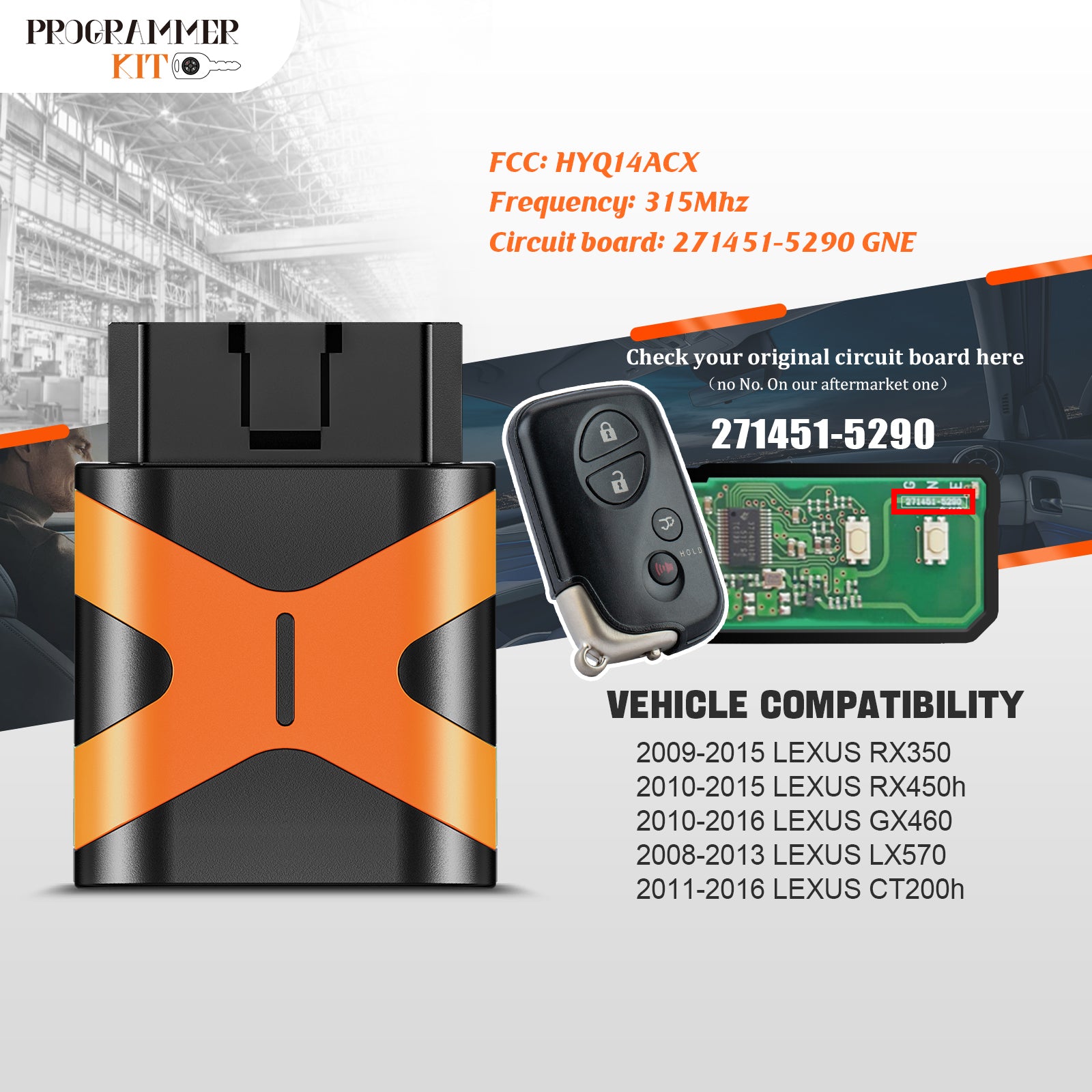 Extra-Partss OBD DIY Programmer and Car Key Bundles for Lexus HYQ14ACX 271451-5290 G N E Board fits 2010 2011 2012 2013 2014 2015 GX460 RX450h