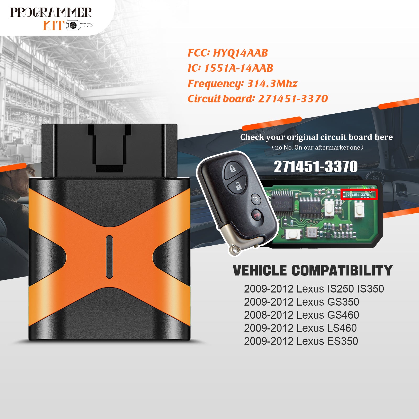 Extra-Partss OBD DIY Programmer and Car Key Bundles for Lexus HYQ14AAB 271451-3370 Board fits 2009 2010 2011 2012 ES350 IS250 IS350 LS460