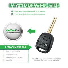 Extra-Partss Remote Car Key Fob Replacement for Lexus HYQ1512V 89785-50031 fits 2002 2003 2004 2005 IS300 GS430