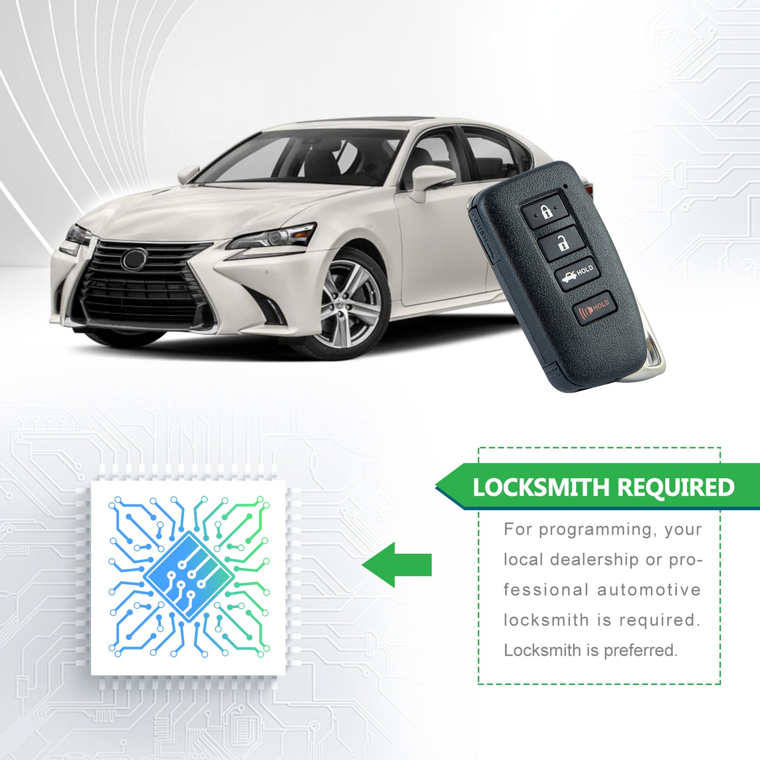 Extra-Partss Smart Car Key Fob Replacement for Lexus GS450H GS350 ES350 ES300H fits 2013 2014 2015 2016 2017 Proximity 4 Button Remote HYQ14FBA 0020 'G' Board