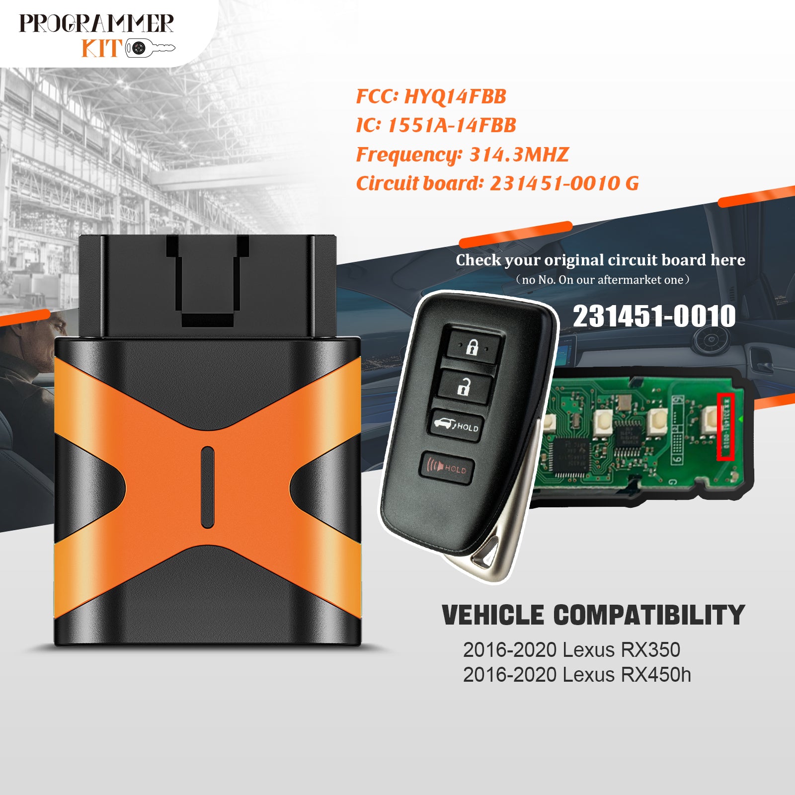 Extra-Partss OBD Programmer and Car Key Fob Bundles for Lexus HYQ14FBB 271451-0010 G Board fits 2016 2017 2018 2019 2020 RX350 RX450h