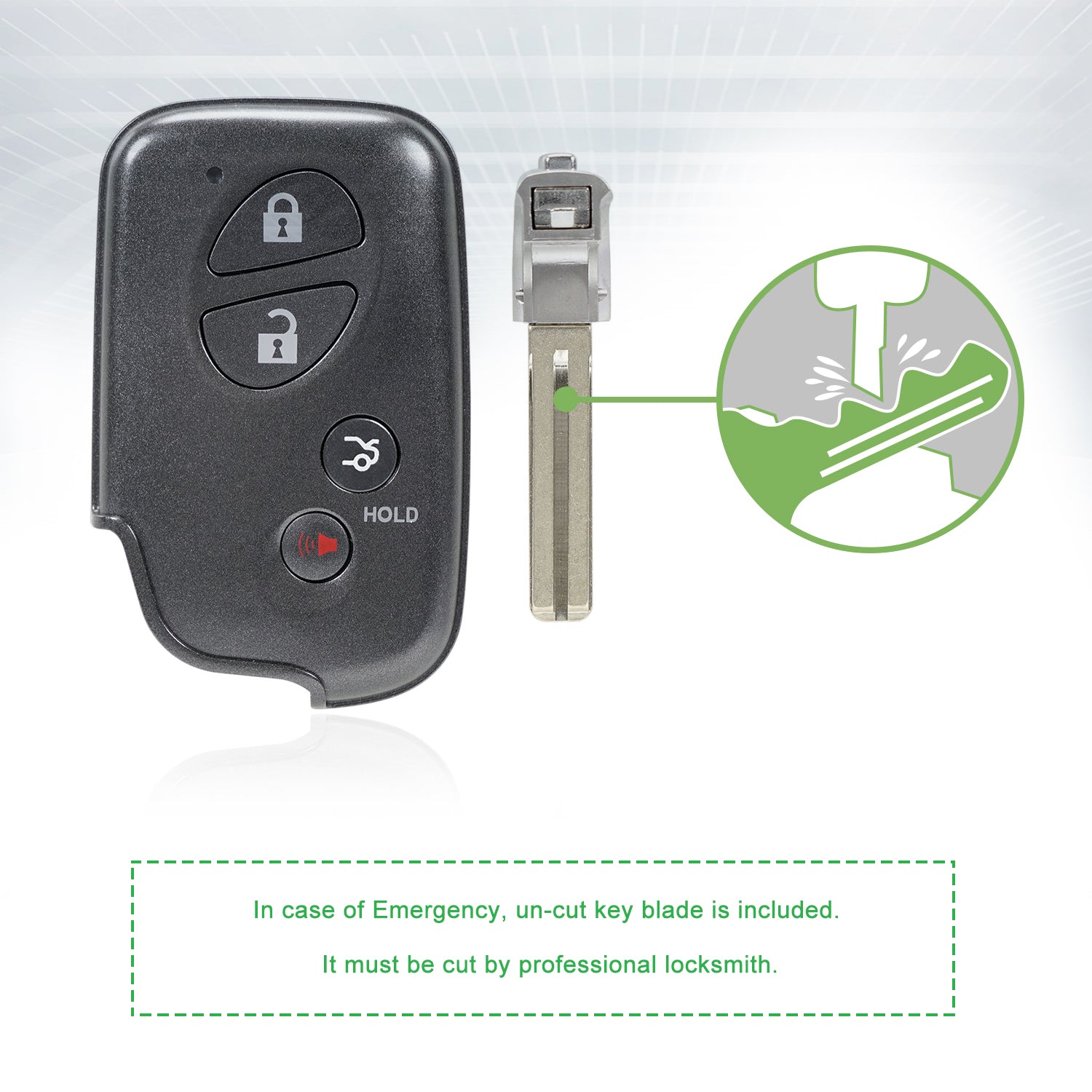 Extra-Partss Smart Car Key Fob Replacement for Lexus IS250 IS350 ES350 GS350 GS460 LS460 fits 2009 2010 2011 2012 Proximity 4 Button Remote HYQ14AAB 3370 E Board