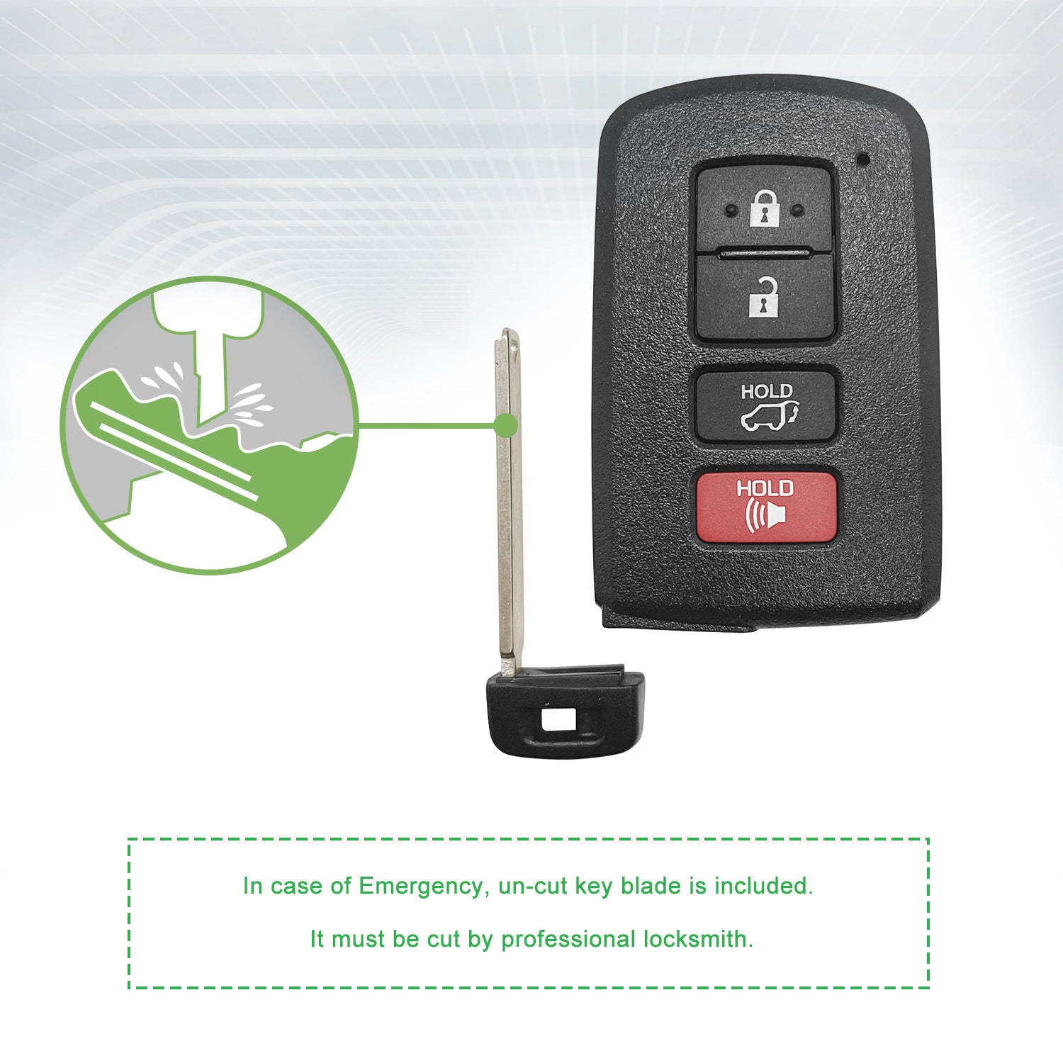 Toyota Smart Remote Key Shell 4 Button with Emergency Blade